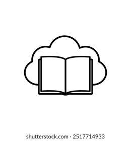 book and cloud icon online librry sign