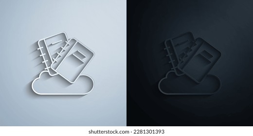 Book cloud library online paper icon with shadow effect vector illuistration design