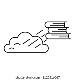 Book cloud transfer icon. Outline illustration of book cloud transfer vector icon for web design isolated on white background