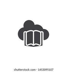 Book and cloud vector icon. ebook filled flat sign for mobile concept and web design. Online library or book store glyph icon. Symbol, logo illustration. Vector graphics