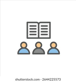 Book club filled outline icon. Book club color line illustration.