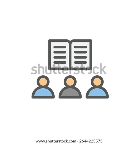 Book club filled outline icon. Book club color line illustration.