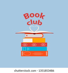 Book club logo template design for promo, flyer, cover, and posters. Vector illustration