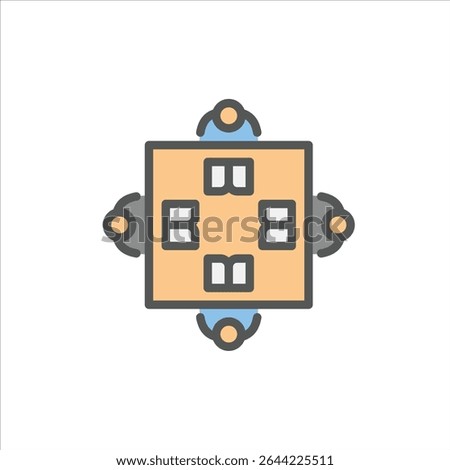 Book club meeting filled outline icon. Book club color line illustration.