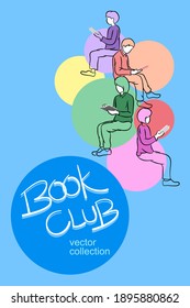 Book Club Reading Lover Poster Design, Books And Reader Leisure 