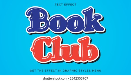 Modelo de efeito de texto de clube de livros no design 3d