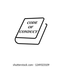 Book, code of conduct. Vector icon, white background.