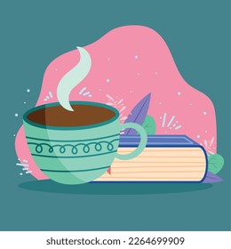 book with coffee cup icons