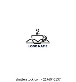 book coffee cup smoke vector logo template