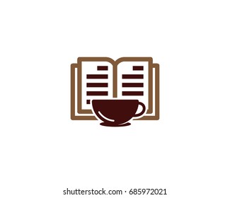 Book Coffee Icon Logo Design Element