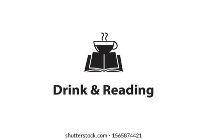 Book and coffee logo design vector