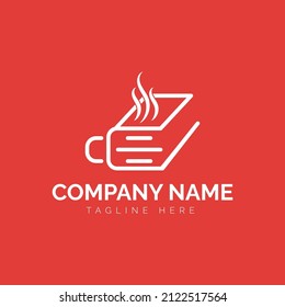 Book Coffee Logo Design Vector illustration