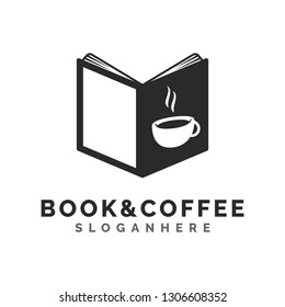 book and coffee logo illustration