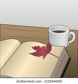A book and a coffee mug