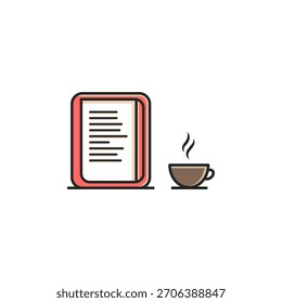 Book and coffee vector, flat icon cafe or reading