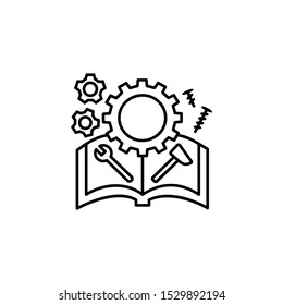 Book, cogwheel, construction icon. Element of university for mobile concept and web apps icon