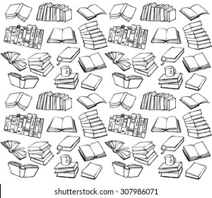 Book collection seamless vector pattern 