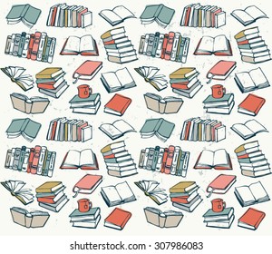 Book collection seamless vector pattern 