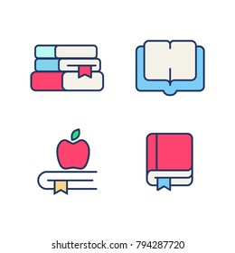 Book color icon vector set . Pictogram isolated on white. For web and mobile UI, set of basic UI book elements.