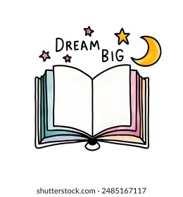 Book of colorfull pastel color, star, moon and dream big