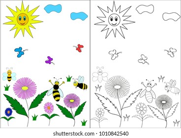 book coloring the flowers and the bees