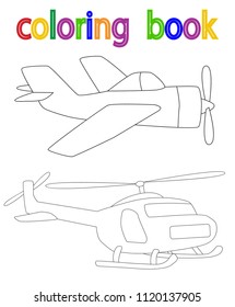 Book Coloring Helicopter Airplane Stock Vector (Royalty Free ...