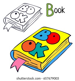 Book. Coloring book page. Cartoon vector illustration