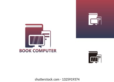 Book Computer Logo Template Design Vector. Emblem, Design Concept. Creative Symbol Icon.