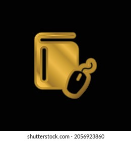 Book And Computer Mouse gold plated metalic icon or logo vector