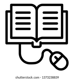 Book and computer mouse icon. Outline book and computer mouse vector icon for web design isolated on white background