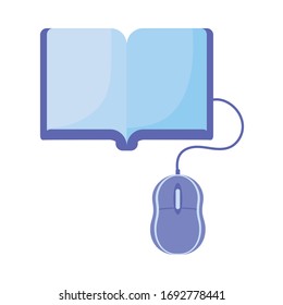 diseño de ilustraciones vectoriales de libro y ordenador, educación en línea, formación o aprendizaje