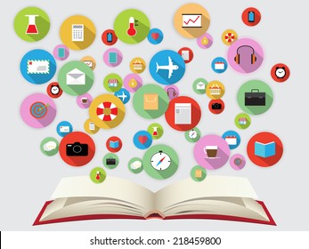 book concept with icons