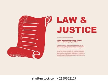 Сonstitution, book. Concept of law justice. Set of posters of jurisprudence in a abstract draw design. Perfect for poster, cover, banner.