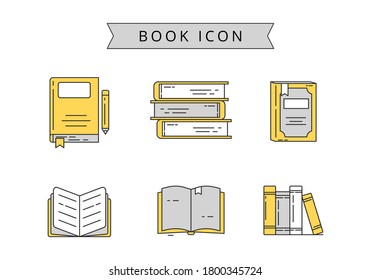 Book concept vector illustration isolated on white background. Set of book icons in linear color style 