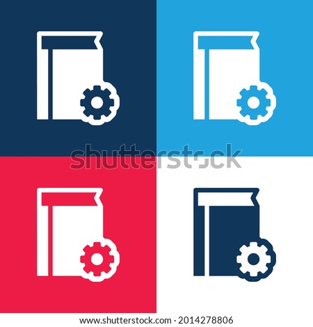 Book Configuration Interface Symbol blue and red four color minimal icon set