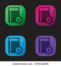 Book Configuration Interface Symbol four color glass button icon
