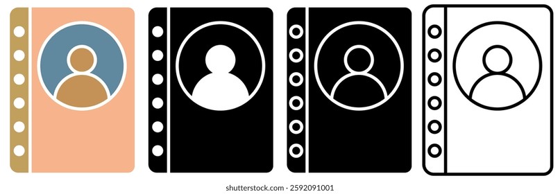 book contact icon, simple flat style, illustration, logo sign symbol pictogram template, for ui or ux isolated on white for mobile app, editable