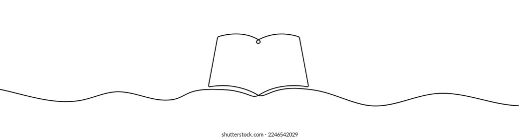 Book in continuous line drawing style. Line art of book icon. Vector illustration. Abstract background