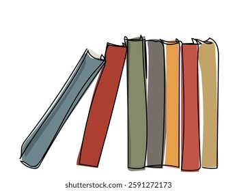 Book in continuous line drawing style on white background.