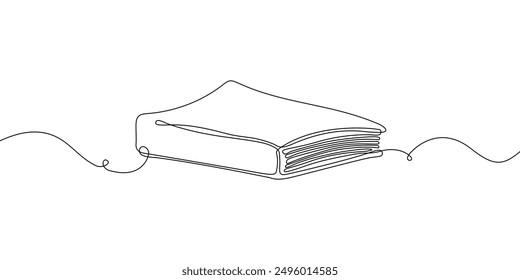 Book continuous line hand drawn vector illustration. Closed book symbol