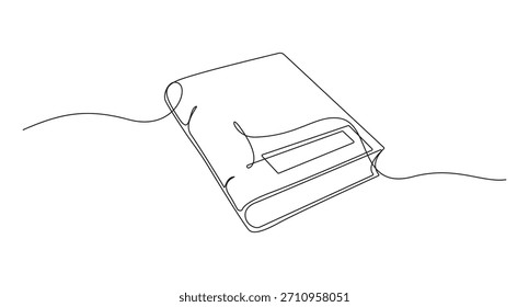 Book Continuous one line art drawing back to school concept,1