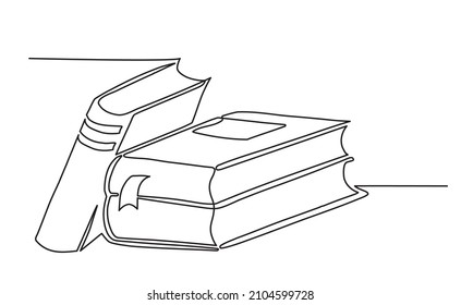 Book Continuous One Line Drawing. Open Book Single Line Art Illustration.