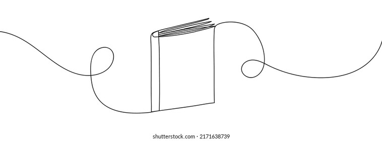 Book continuous one line drawing. Line art. Vector illustration