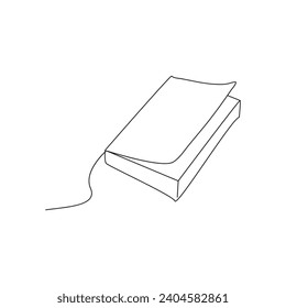 book continuous one  line drawing. open book with flying pages. Vector illustration