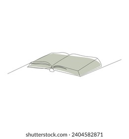 book continuous one  line drawing. open book with flying pages. Vector illustration