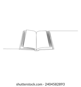 book continuous one  line drawing. open book with flying pages. Vector illustration