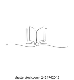Book continuous one line drawing of outline vector illustration