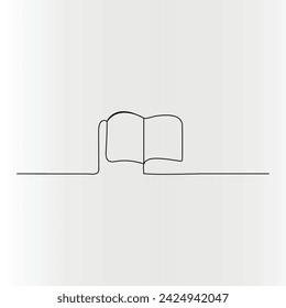Book continuous one line drawing of outline vector illustration