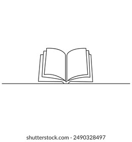 Book  continuous one line drawing outline vector illustration

