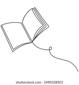 Book  continuous one line drawing outline vector illustration

